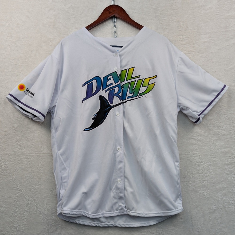 Match-Up Tampa Bay Devil Rays Jersey Men's 2XL White Reversible MLB Baseball